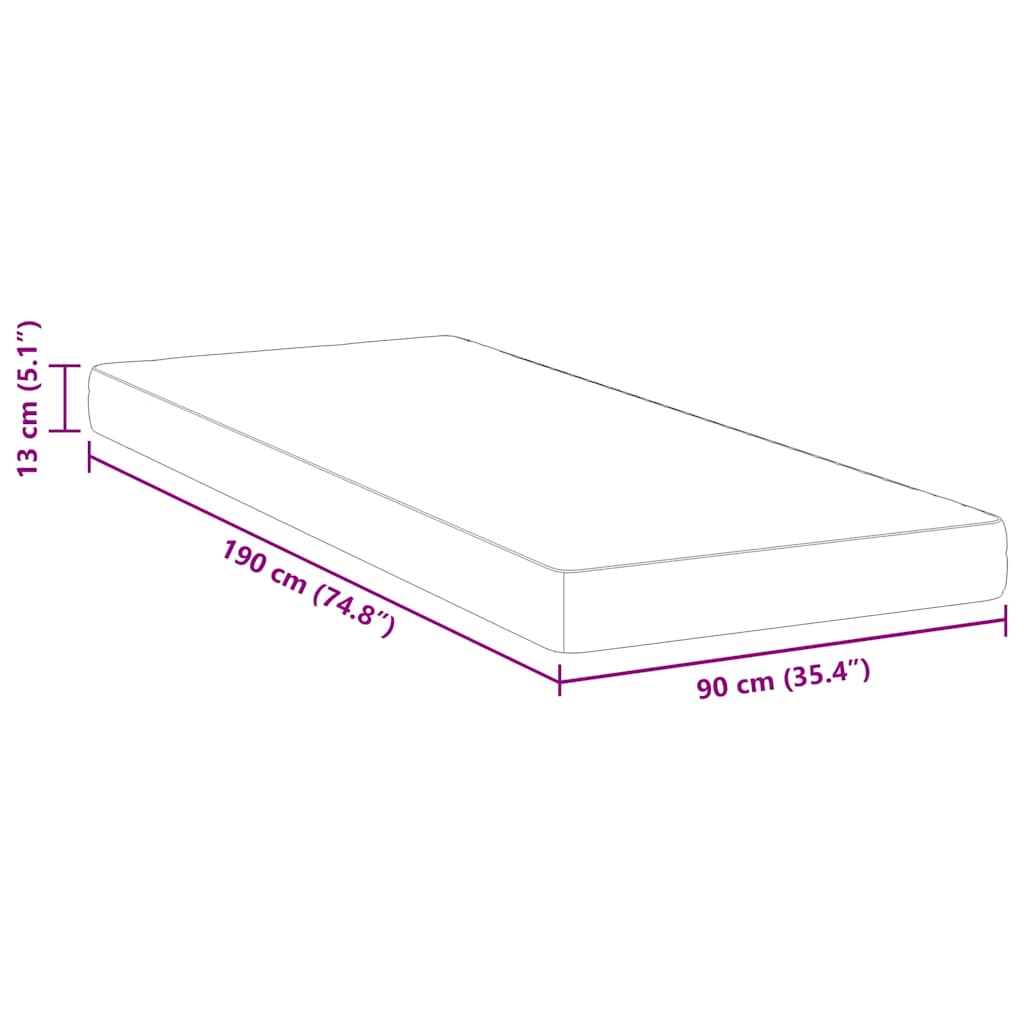 Matratze Weiß 90 x 190 cm Jacquard-Stoff