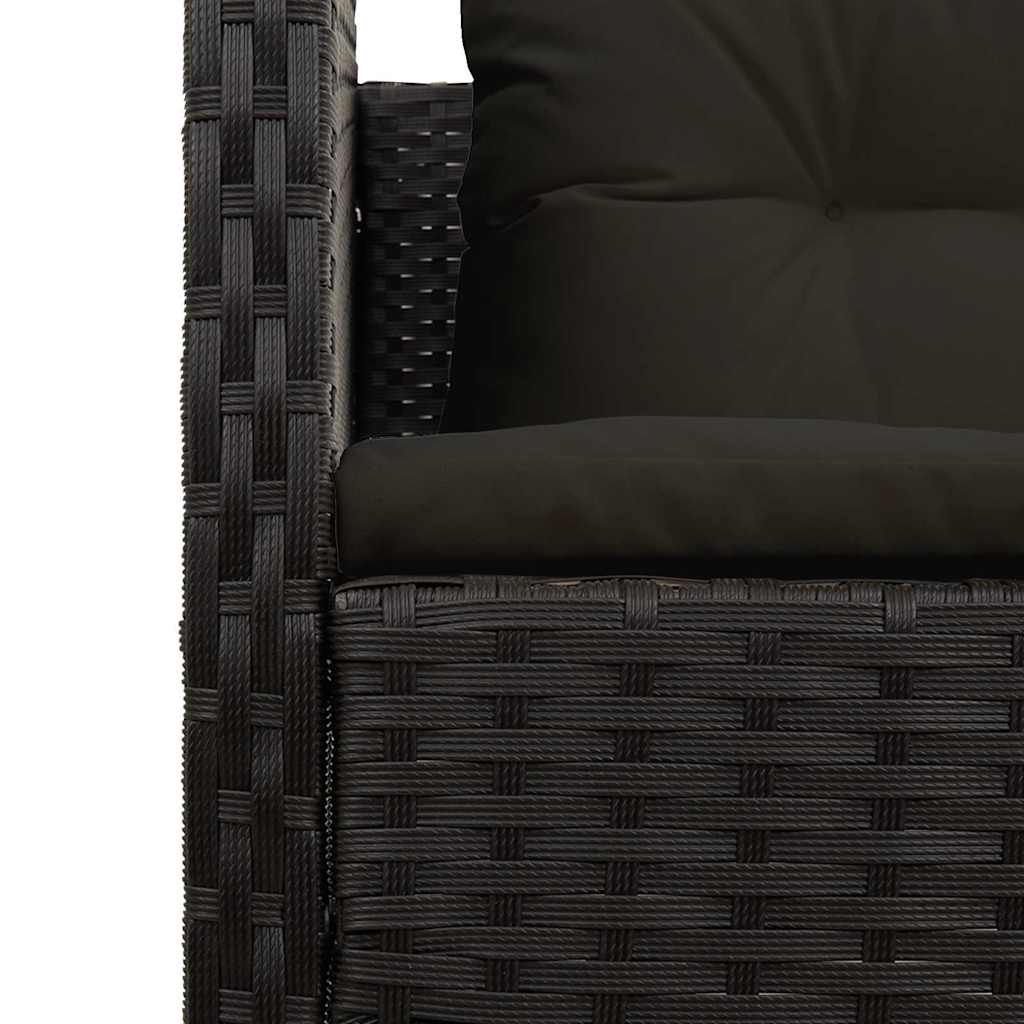 Gartensofa-set mit Kissen 6 pcs Schwarz Poly-Rattan