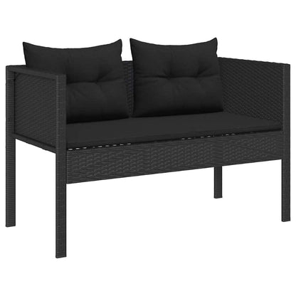 Gartensofa-set mit Kissen 6 pcs Schwarz Poly-Rattan