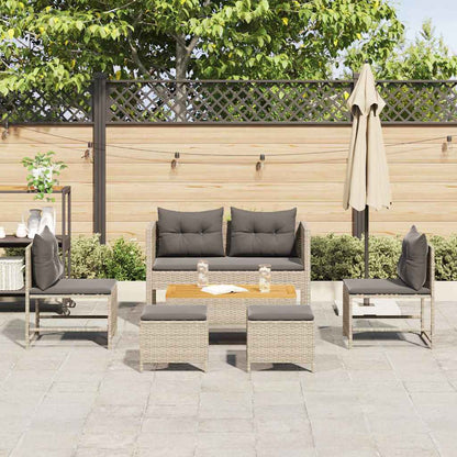Gartensofa-set 6 pcs Hellgrau und Dunkelgrau Poly-Rattan