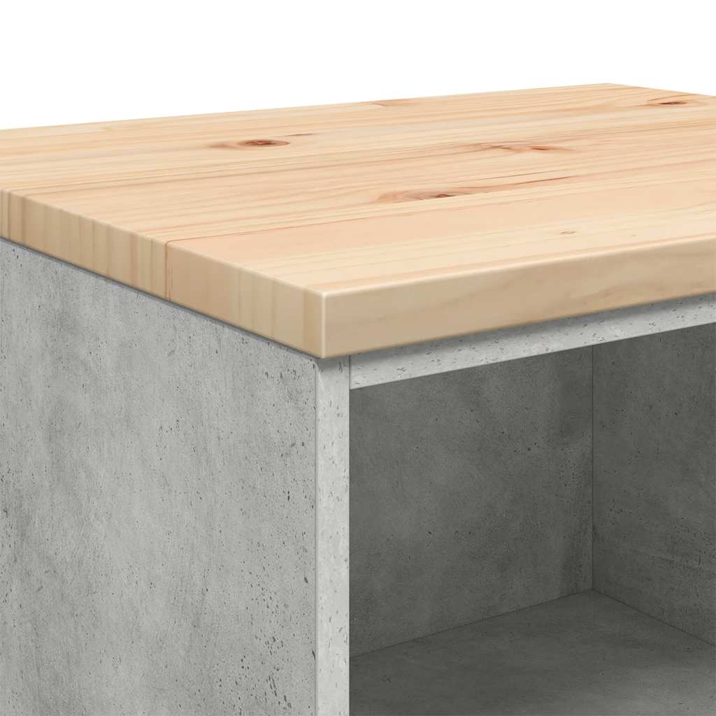 vidaXL Garagen-Aufbewahrungsschrank Betongrau Massivholz Kiefer