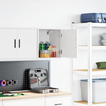 vidaXL Garagen-Wandschrank Weiß Holzwerkstoff