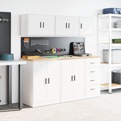 vidaXL Garagen-Wandschrank Weiß Holzwerkstoff