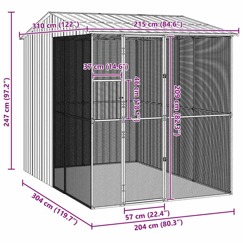 Vogelkäfig Anthrazit 215 x 310 x 247 cm Verzinkter Stahl