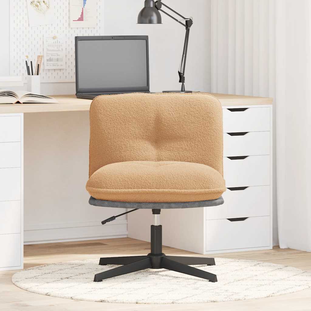 Bürodrehstuhl Beige Gelockter wollähnlicher Stoff