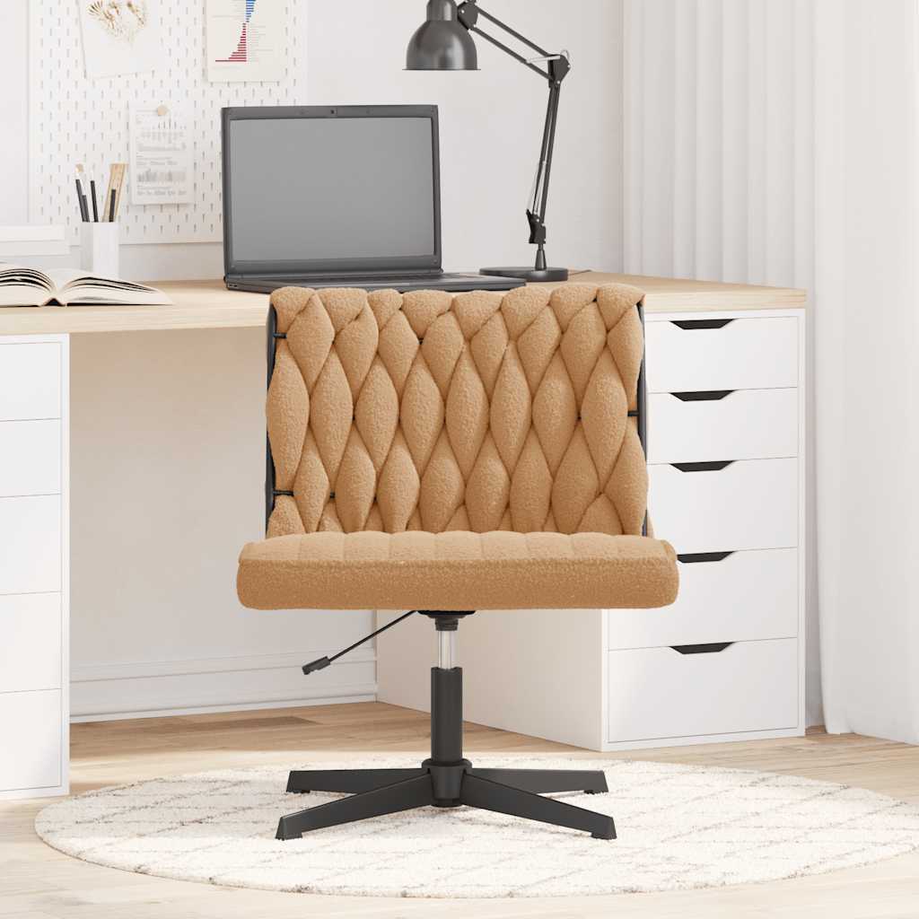 vidaXL Bürodrehstuhl Beige Gelockter wollähnlicher Stoff