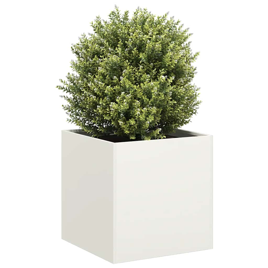 vidaXL Jardinière Blanc 40x40x40 cm Acier laminé à froid