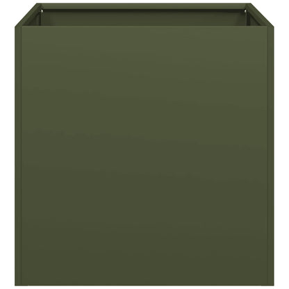 vidaXL Jardinière vert olive 40x40x40 cm Acier laminé à froid