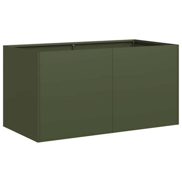 vidaXL Pflanzkübel Olivgrün 80x40x40 cm Kaltgewalzter Stahl