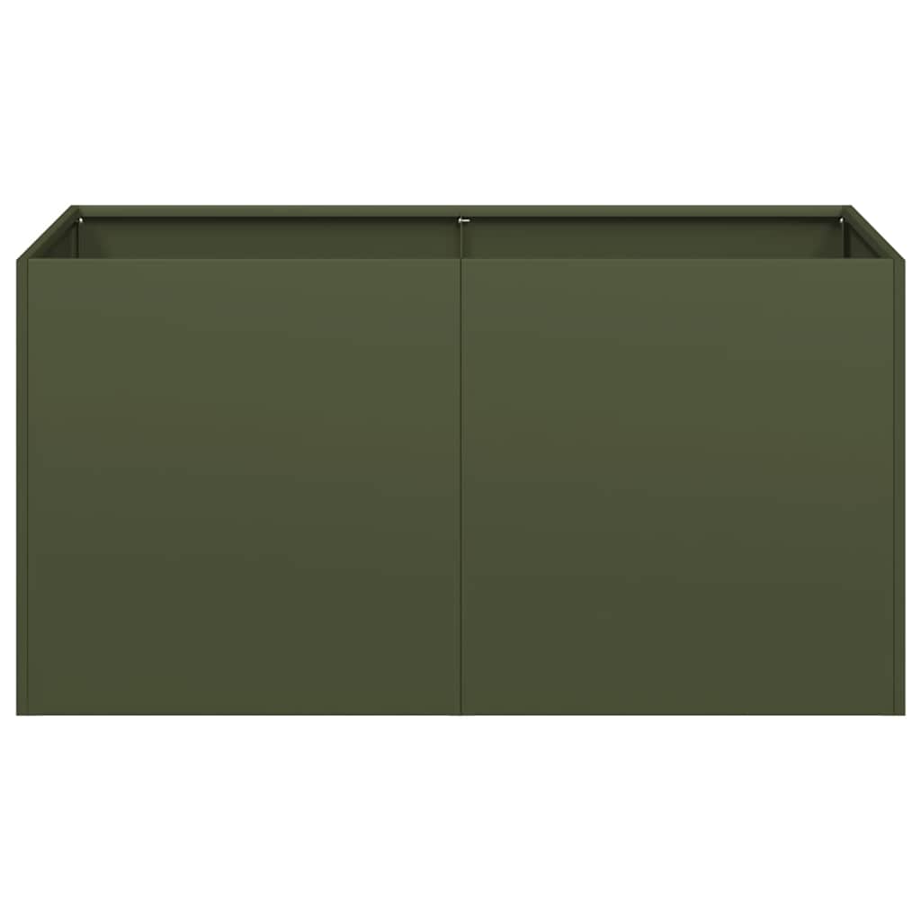 vidaXL Pflanzkübel Olivgrün 80x40x40 cm Kaltgewalzter Stahl