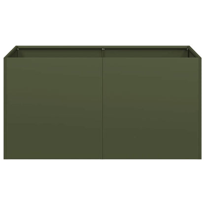 vidaXL Pflanzkübel Olivgrün 80x40x40 cm Kaltgewalzter Stahl