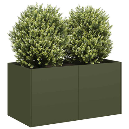 vidaXL Pflanzkübel Olivgrün 80x40x40 cm Kaltgewalzter Stahl