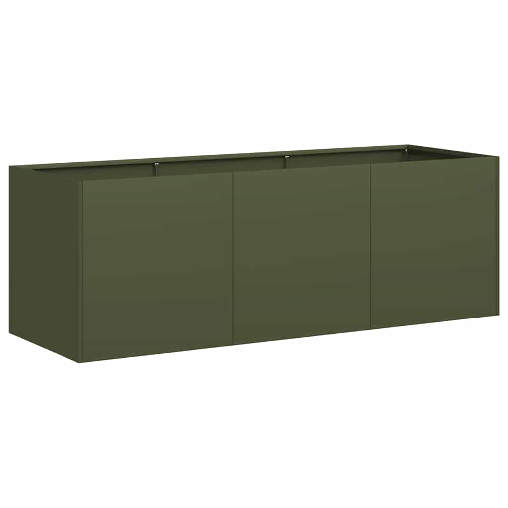 vidaXL Pflanzkübel Olivgrün 120x40x40 cm Kaltgewalzter Stahl