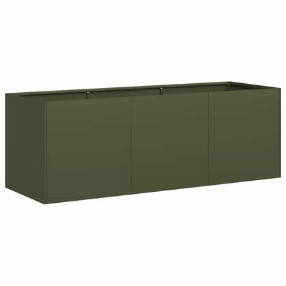 vidaXL Pflanzkübel Olivgrün 120x40x40 cm Kaltgewalzter Stahl