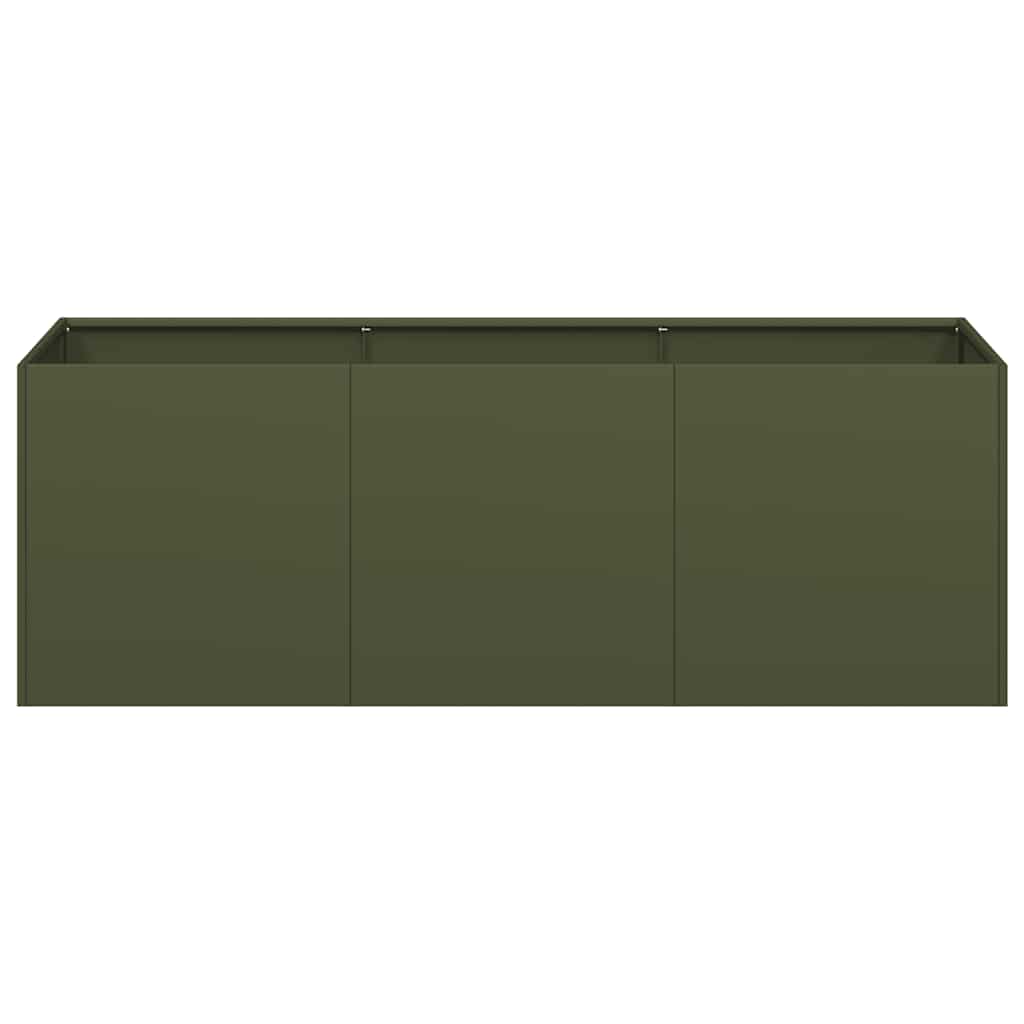 vidaXL Pflanzkübel Olivgrün 120x40x40 cm Kaltgewalzter Stahl