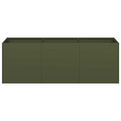 vidaXL Pflanzkübel Olivgrün 120x40x40 cm Kaltgewalzter Stahl