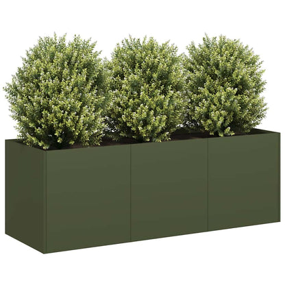 vidaXL Pflanzkübel Olivgrün 120x40x40 cm Kaltgewalzter Stahl