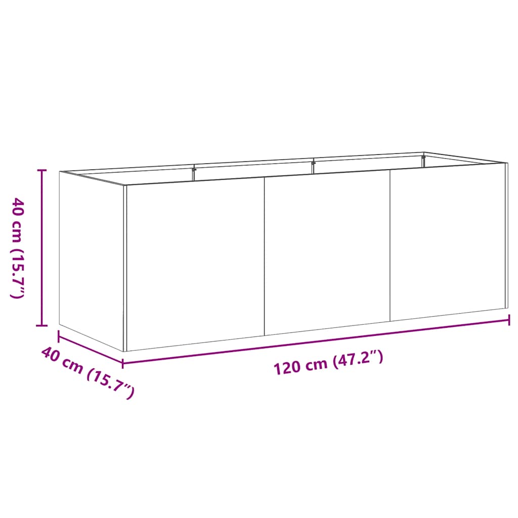 vidaXL Pflanzkübel 120x40x40 cm Verzinkter Stahl