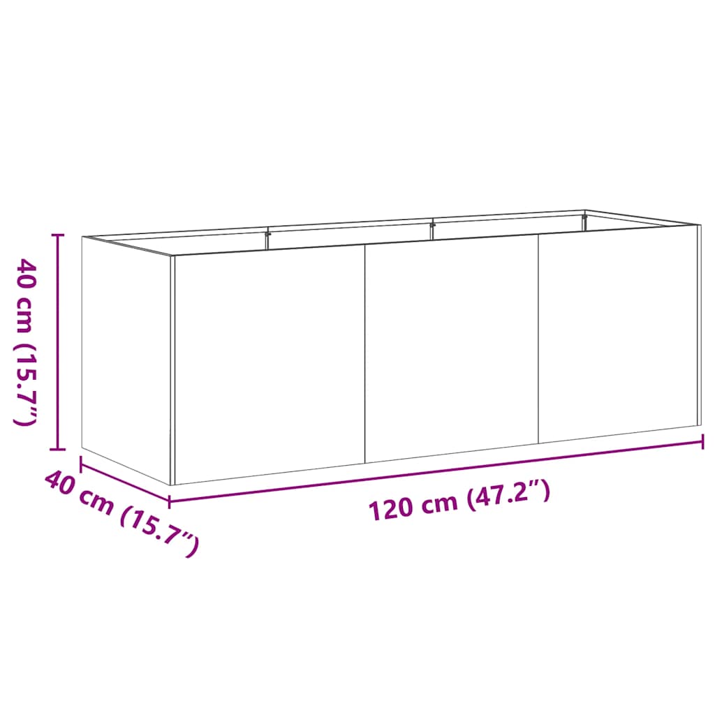 vidaXL Pflanzkübel Rostig 120x40x40 cm Wetterfester Stahl