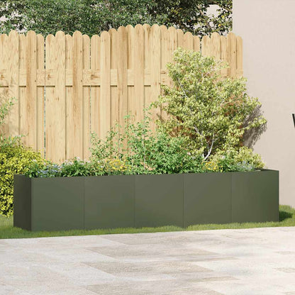 vidaXL Jardinière vert olive 200x40x40 cm Acier laminé à froid