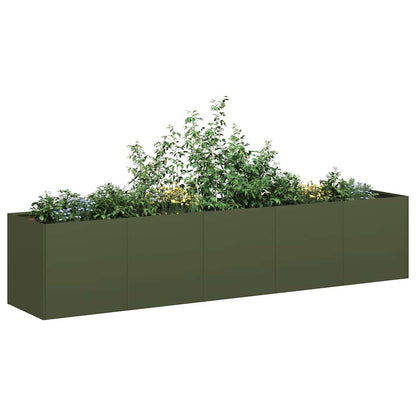 vidaXL Jardinière vert olive 200x40x40 cm Acier laminé à froid