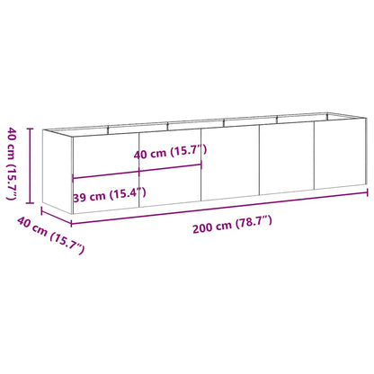 vidaXL Jardinière 200x40x40 cm Acier inoxydable