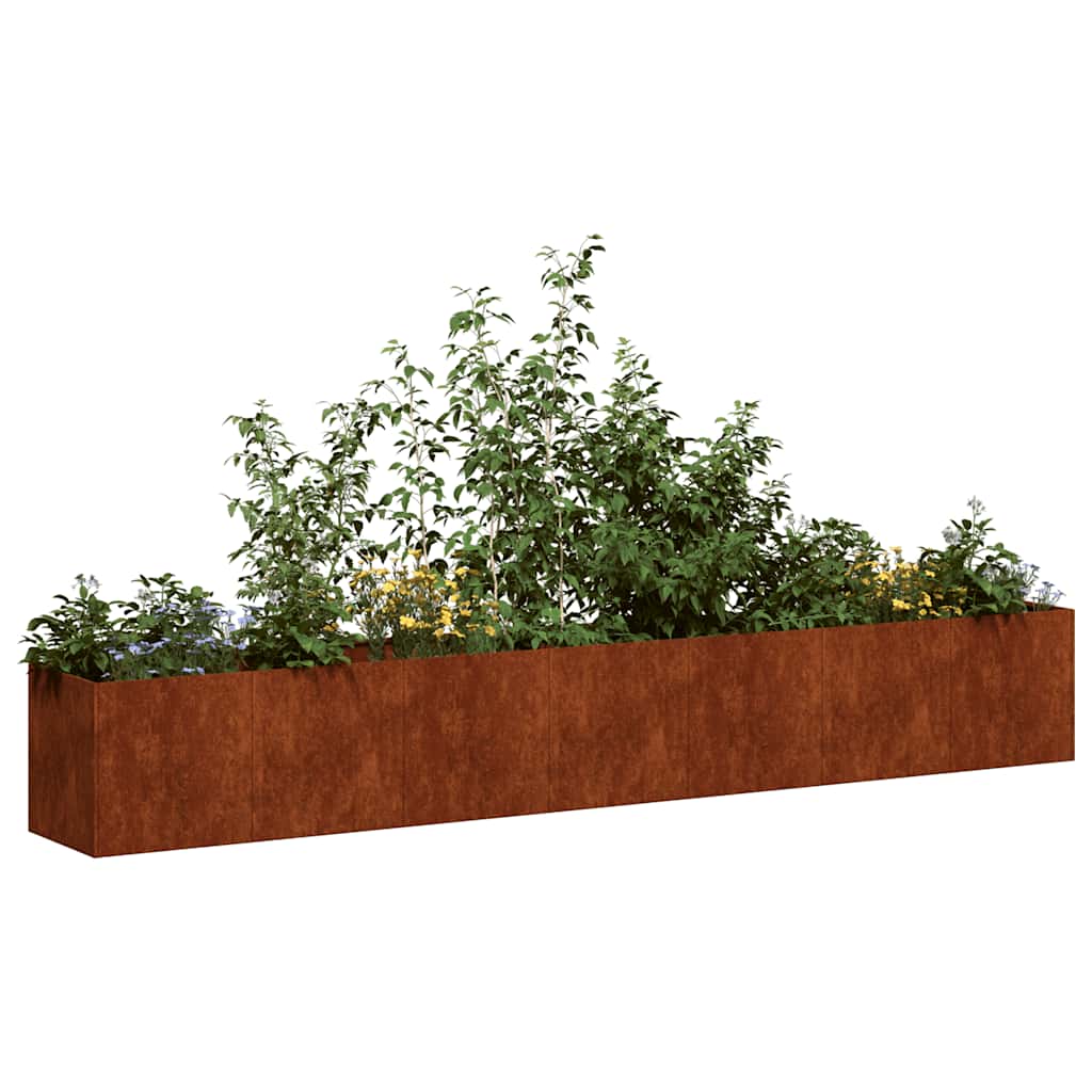 vidaXL Jardinière Rouille 280x40x40 cm Acier Résistant aux Intempéries