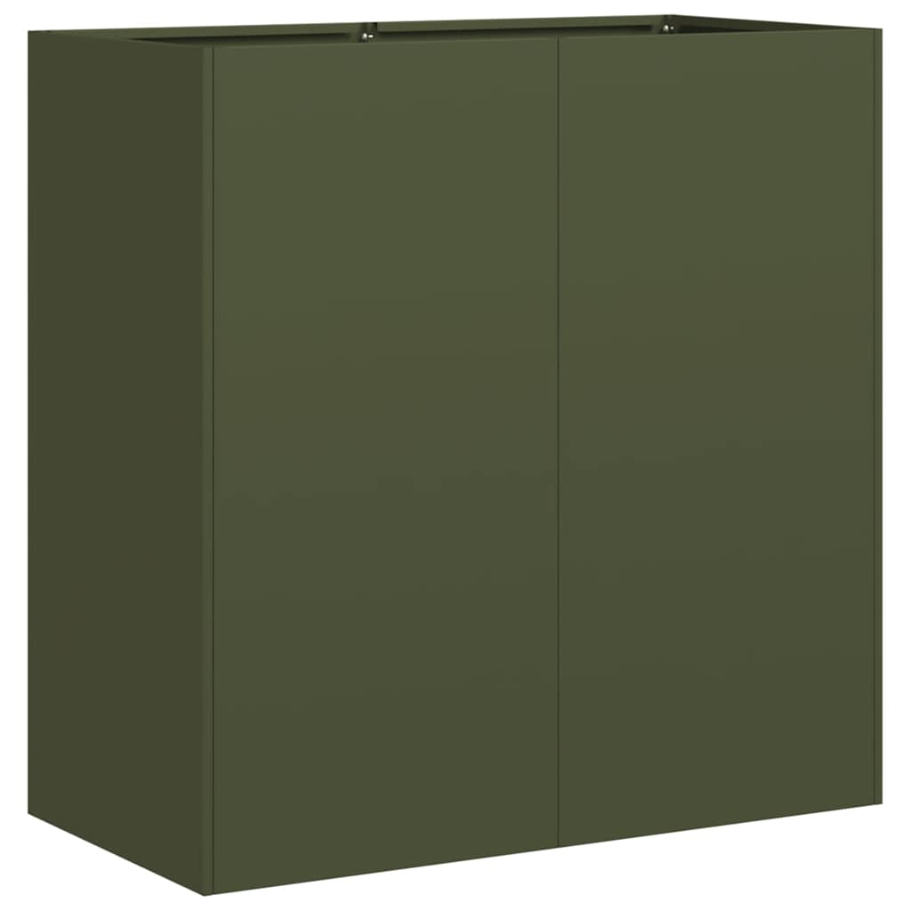vidaXL Pflanzkübel Olivgrün 80x40x80 cm Kaltgewalzter Stahl
