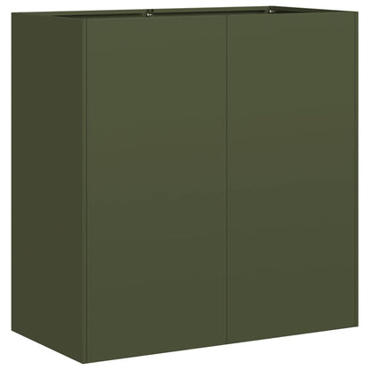 vidaXL Pflanzkübel Olivgrün 80x40x80 cm Kaltgewalzter Stahl
