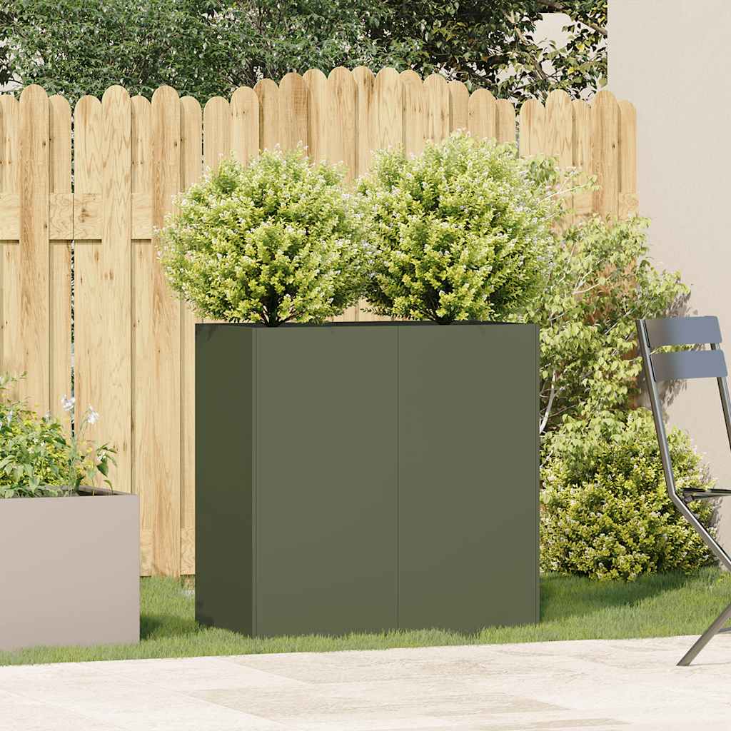 vidaXL Pflanzkübel Olivgrün 80x40x80 cm Kaltgewalzter Stahl