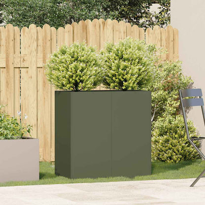 vidaXL Pflanzkübel Olivgrün 80x40x80 cm Kaltgewalzter Stahl