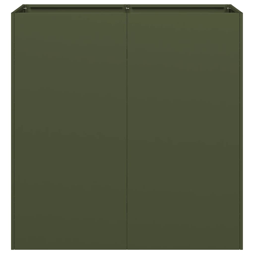 vidaXL Pflanzkübel Olivgrün 80x40x80 cm Kaltgewalzter Stahl