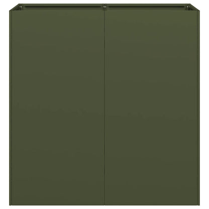 vidaXL Pflanzkübel Olivgrün 80x40x80 cm Kaltgewalzter Stahl