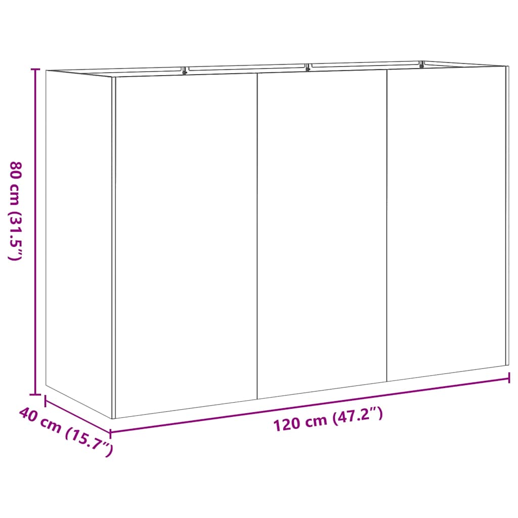 vidaXL Pflanzkübel Anthrazit 120x40x80 cm Kaltgewalzter Stahl