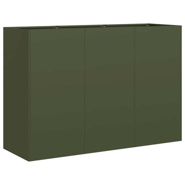 vidaXL Pflanzkübel Olivgrün 120x40x80 cm Kaltgewalzter Stahl