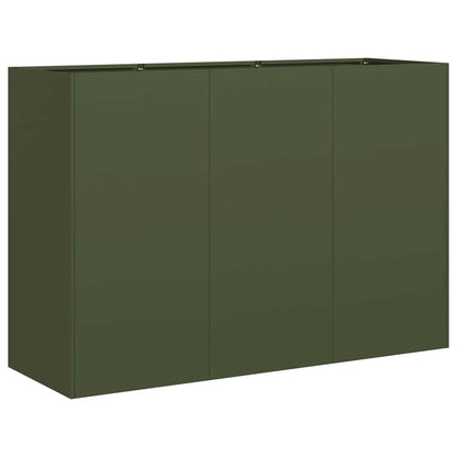 vidaXL Pflanzkübel Olivgrün 120x40x80 cm Kaltgewalzter Stahl