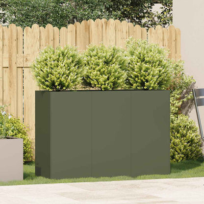 vidaXL Pflanzkübel Olivgrün 120x40x80 cm Kaltgewalzter Stahl