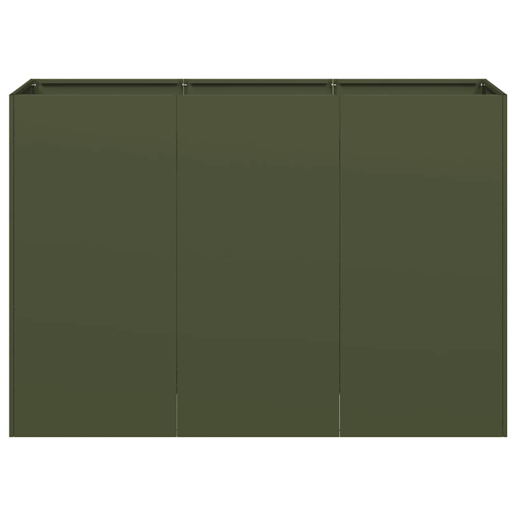 vidaXL Pflanzkübel Olivgrün 120x40x80 cm Kaltgewalzter Stahl