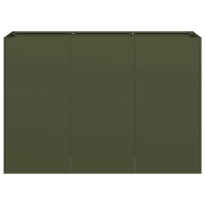 vidaXL Pflanzkübel Olivgrün 120x40x80 cm Kaltgewalzter Stahl