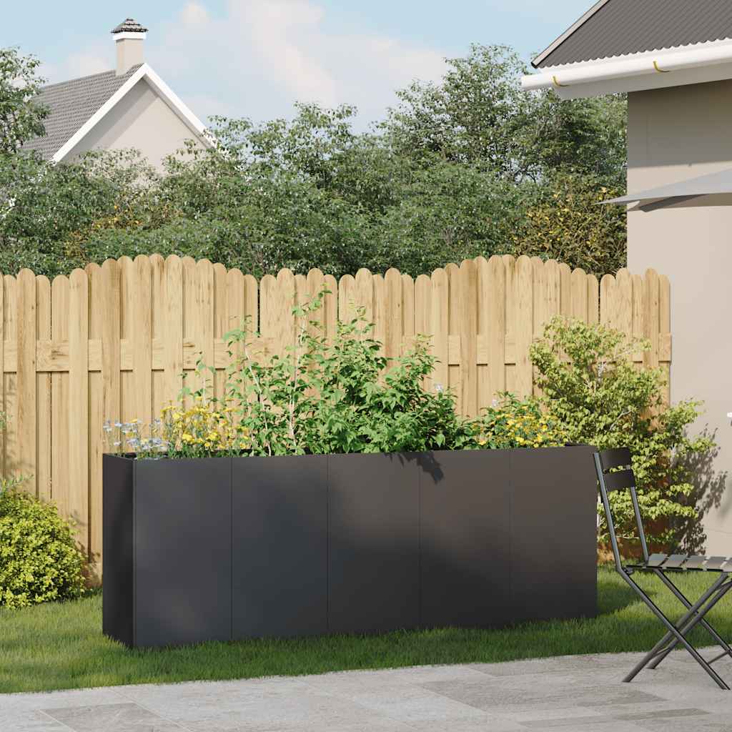 vidaXL Pflanzkübel Schwarz 200x40x80 cm Kaltgewalzter Stahl