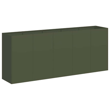 vidaXL Pflanzkübel Olivgrün 200x40x80 cm Kaltgewalzter Stahl