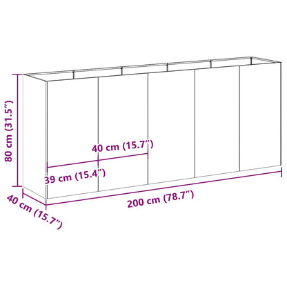 vidaXL Pflanzkübel Olivgrün 200x40x80 cm Kaltgewalzter Stahl