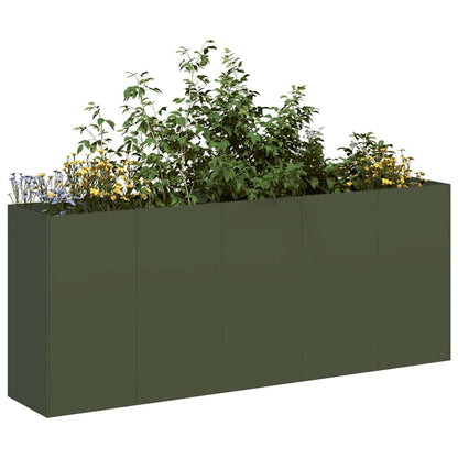 vidaXL Pflanzkübel Olivgrün 200x40x80 cm Kaltgewalzter Stahl