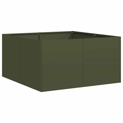 vidaXL Pflanzkübel Olivgrün 80x80x40 cm Kaltgewalzter Stahl