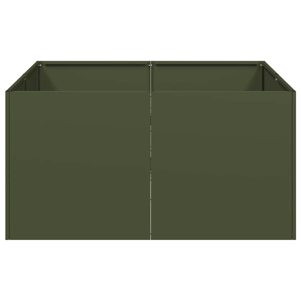 vidaXL Pflanzkübel Olivgrün 80x80x40 cm Kaltgewalzter Stahl