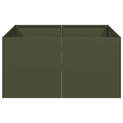 vidaXL Pflanzkübel Olivgrün 80x80x40 cm Kaltgewalzter Stahl