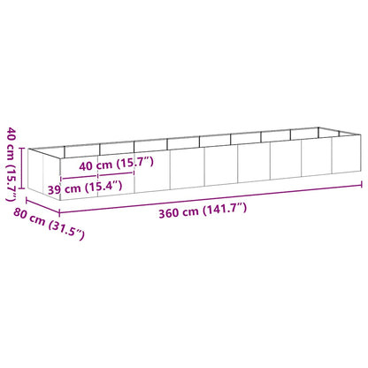 vidaXL Pflanzgefäß 360x80x40 cm Stahl verzinkt
