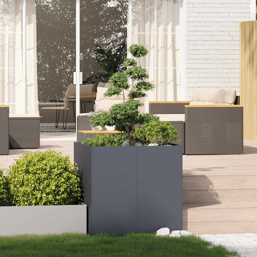 vidaXL Pflanzgefäß Anthrazit 80x80x80 cm Stahl