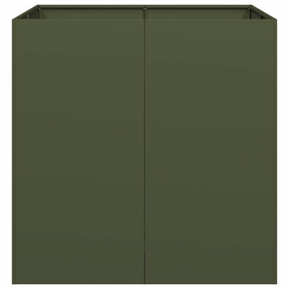vidaXL Pflanzgefäß Olivgrün 80x80x80 cm Stahl