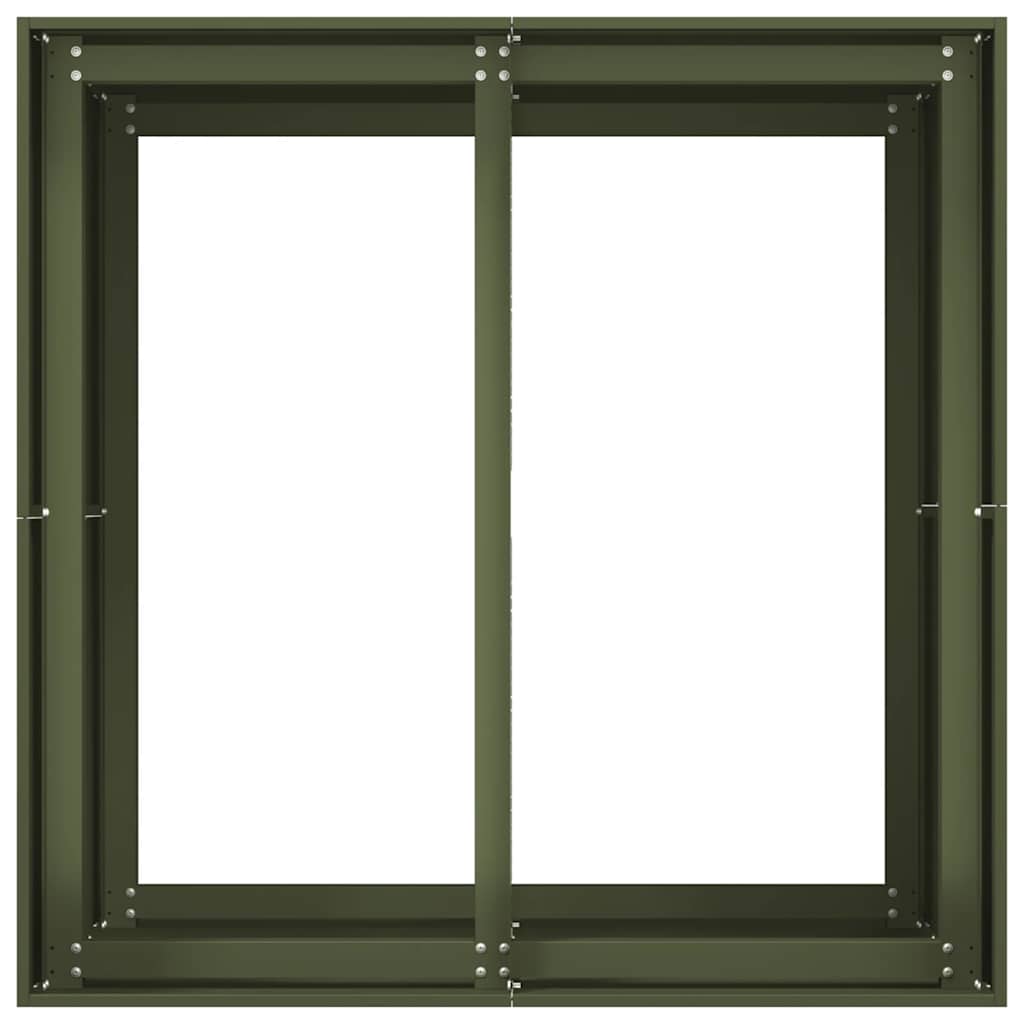 vidaXL Pflanzgefäß Olivgrün 80x80x80 cm Stahl